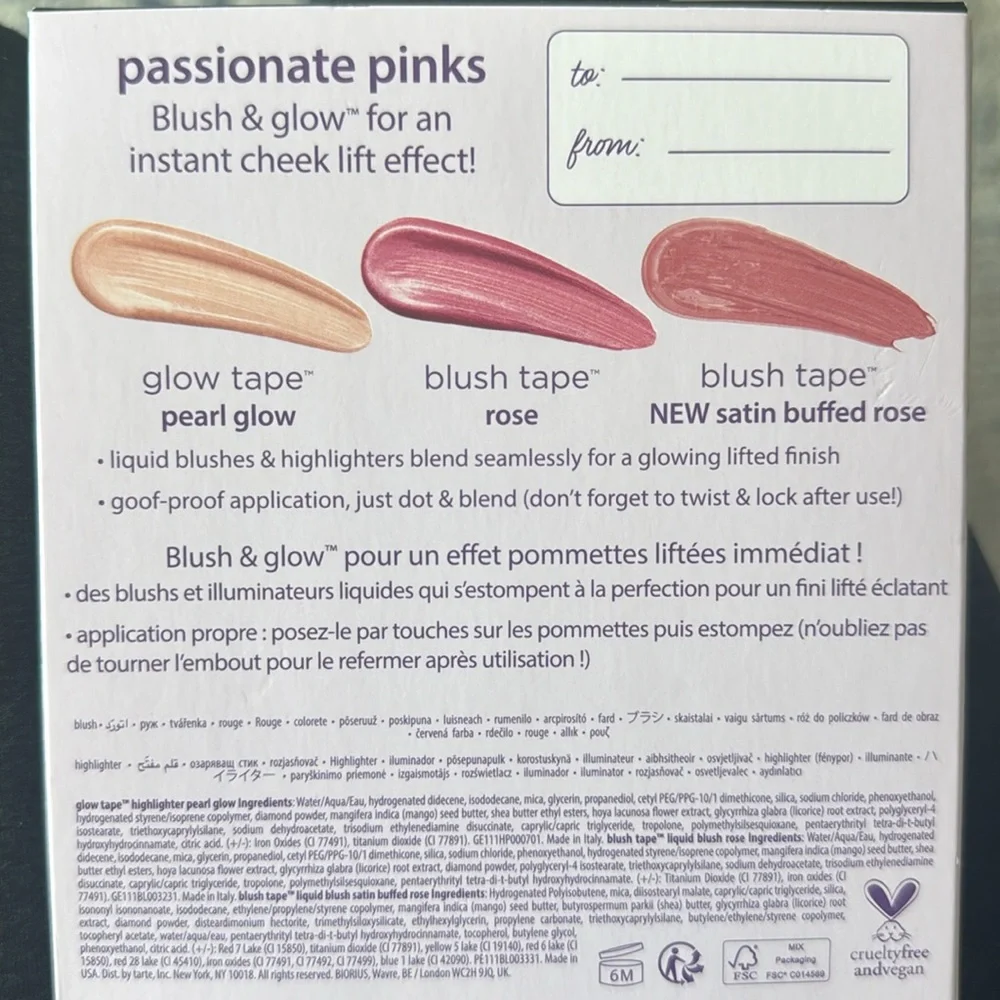 BNIB Tarte Tinsel Town Blush Tape & Glow Tape Set - Passionate Pinks - Picture 3 of 3